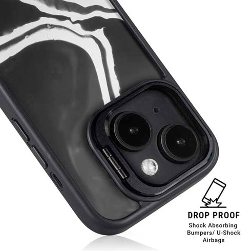 Black Marble Ink iPhone 15 Kickstand Case